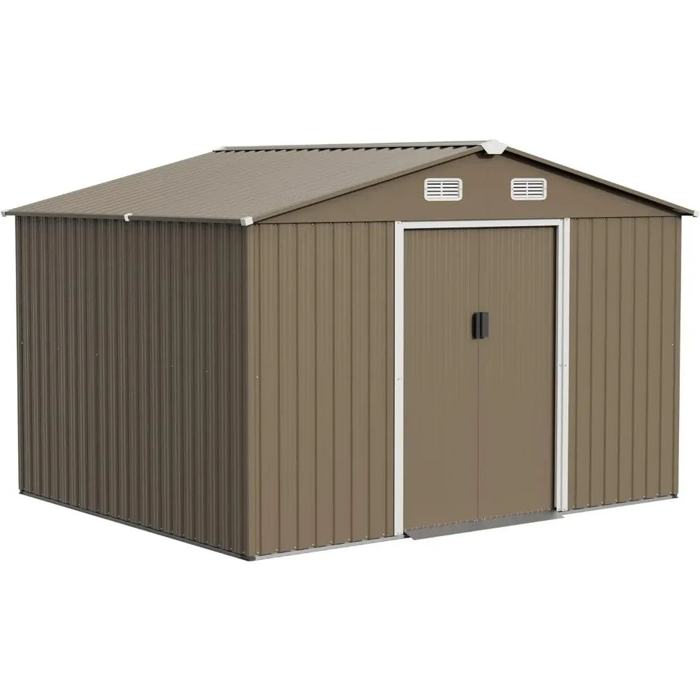 10ft x 8 Shed Garden Storage,Metal Outdoor Storage Sheds with Vents,Hinged Door and Padlock,Practical Tool for Storing Bicycles