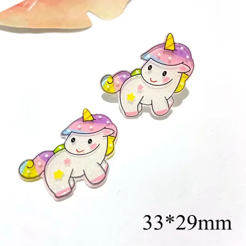 10Pcs/lots New Planar Unicorn Rainbow Flatback Cartoon Decorations DIY Arts Crafts Sticker Accessories Glitter  Bow Resin image 5