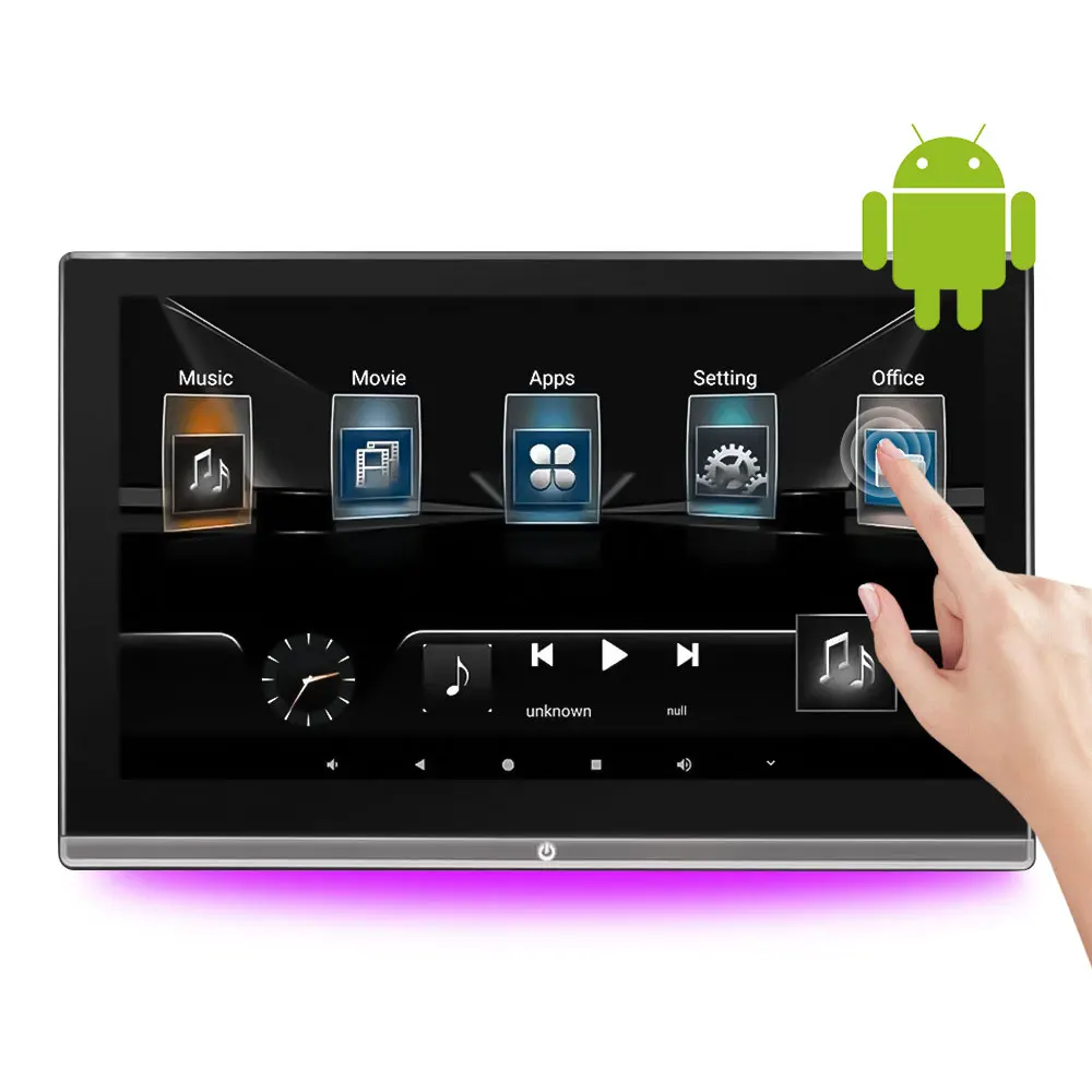 11.6 Inch Android Car Headrest Monitor Universal Rear Seat Entertainment System for HDMI for Kids Dashboard Placement 1 Year Ram