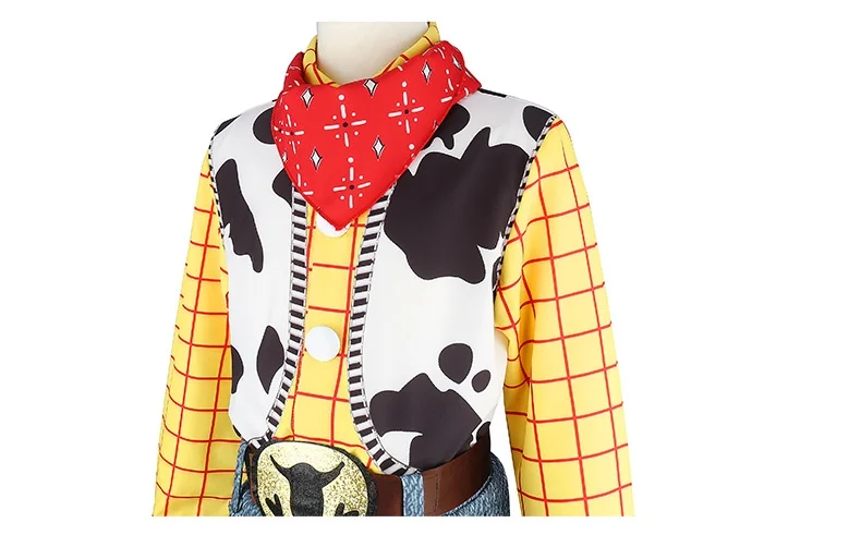 Cowboy-Kostümsets für Kinder, bestehend aus kariertem Hemd, Hose und Schal, ideal als Halloween-Outfit, für Geburtstagsfeiern oder Karneval. – Detail 5