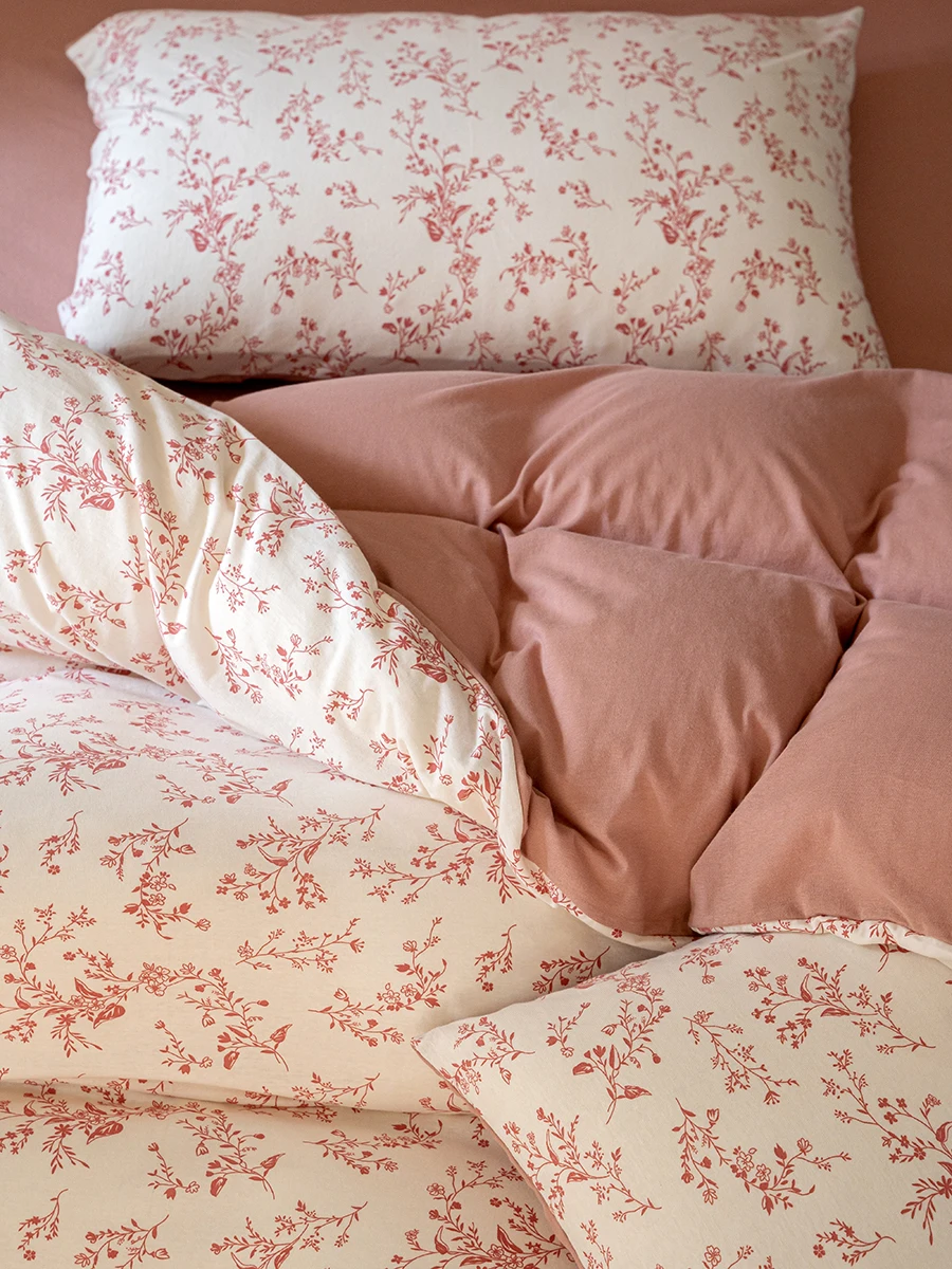 

Комплект постельного белья класса А из чистого хлопка: трикотажный шенилл, четырехпредметный комплект из длинноволокнистого хлопка, пододеяльник и простыни