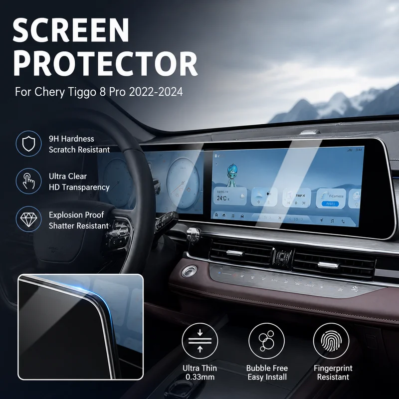 For Chery Tiggo 8 Pro 2022-2024 Center Console Integrated Navigation Screen Tempered Glass Protector 8 Plus Kunpeng Version, Fit