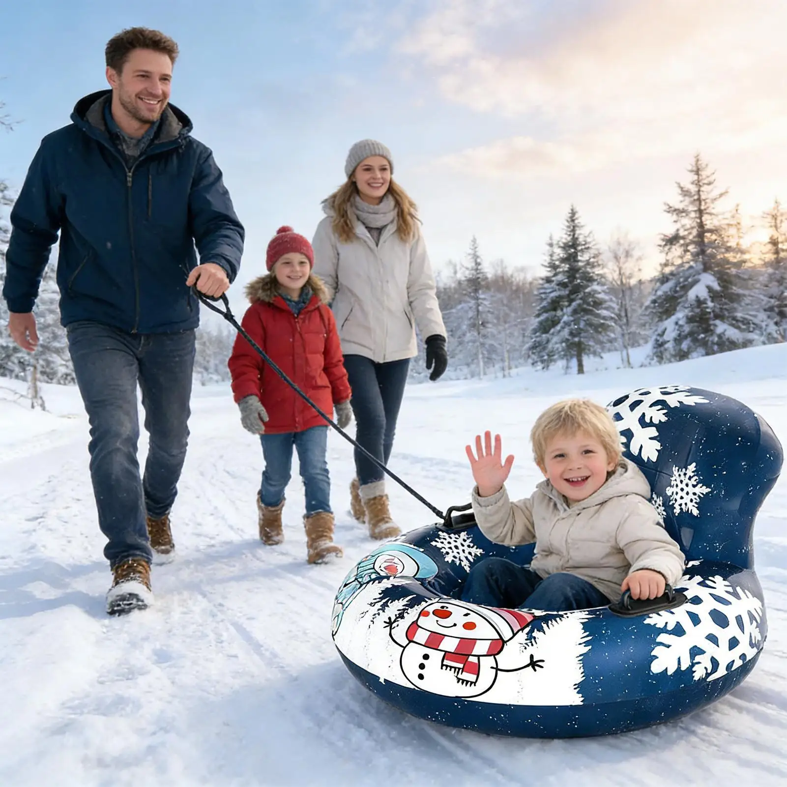 

Надувные санки-кольцо с ручками, утолщенные, для зимних прогулок на улице, подъездных путей, дорожек, бассейнов и мероприятий