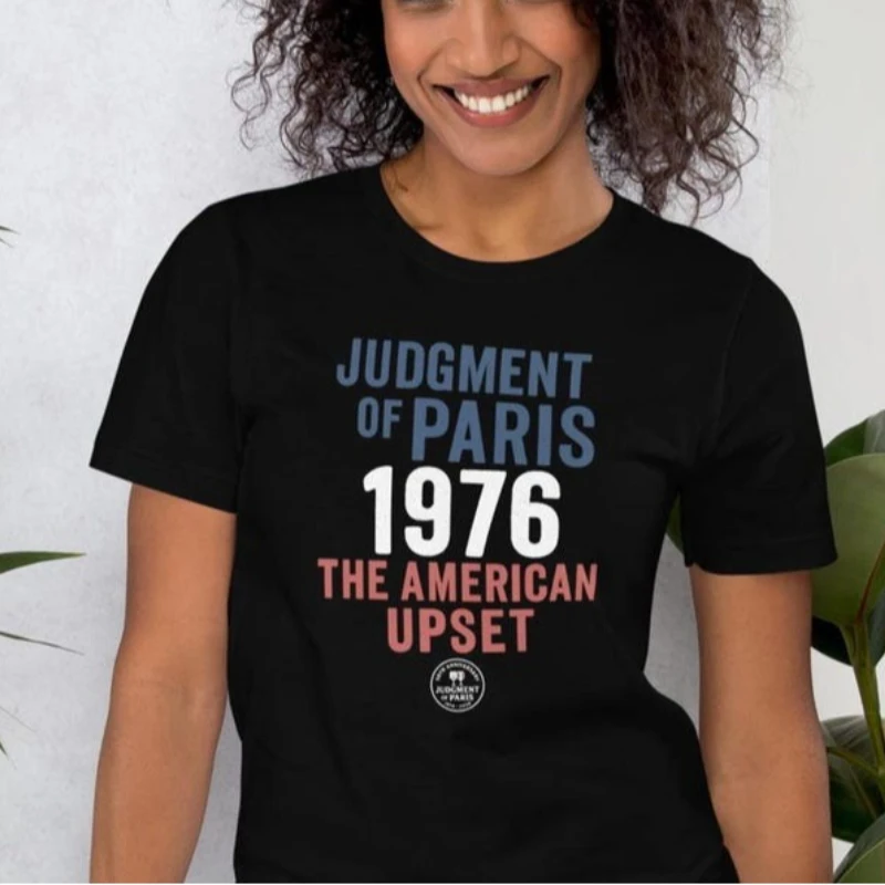 Camiseta del Juicio de París 1976, 50.º aniversario, para amantes del vino, The American Upset, Napa Beats France, regalo para sommelier, camiseta con historia del vino