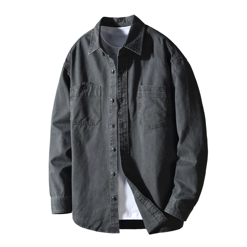 

Мужская повседневная рабочая рубашка с длинным рукавом T783, хлопковая, однотонная, с отложным воротником, свободного кроя, молодежная, модная, осенняя коллекция