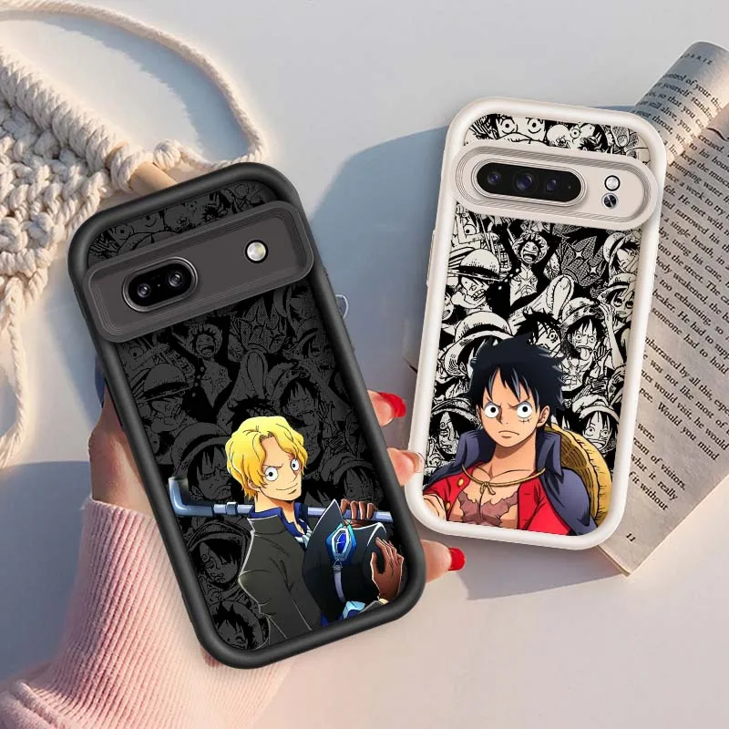 

Luxury One Piece Luffy Zoro For Google Pixel 9 8A 8 7 7A Pro XL 5G Eye Ladder Soft TPU Shockproof Cover Phone Case