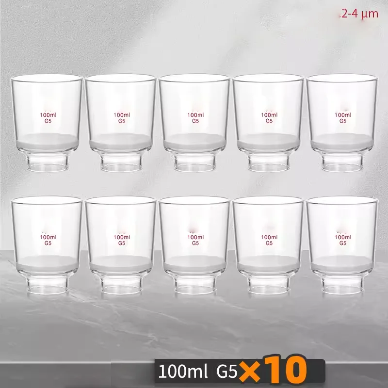 

10PCS Glass sand core laboratory vertical crucible filter 40ml/60ml/100ml/G1/G2/G3/G4/G5/G6 sand core funnel