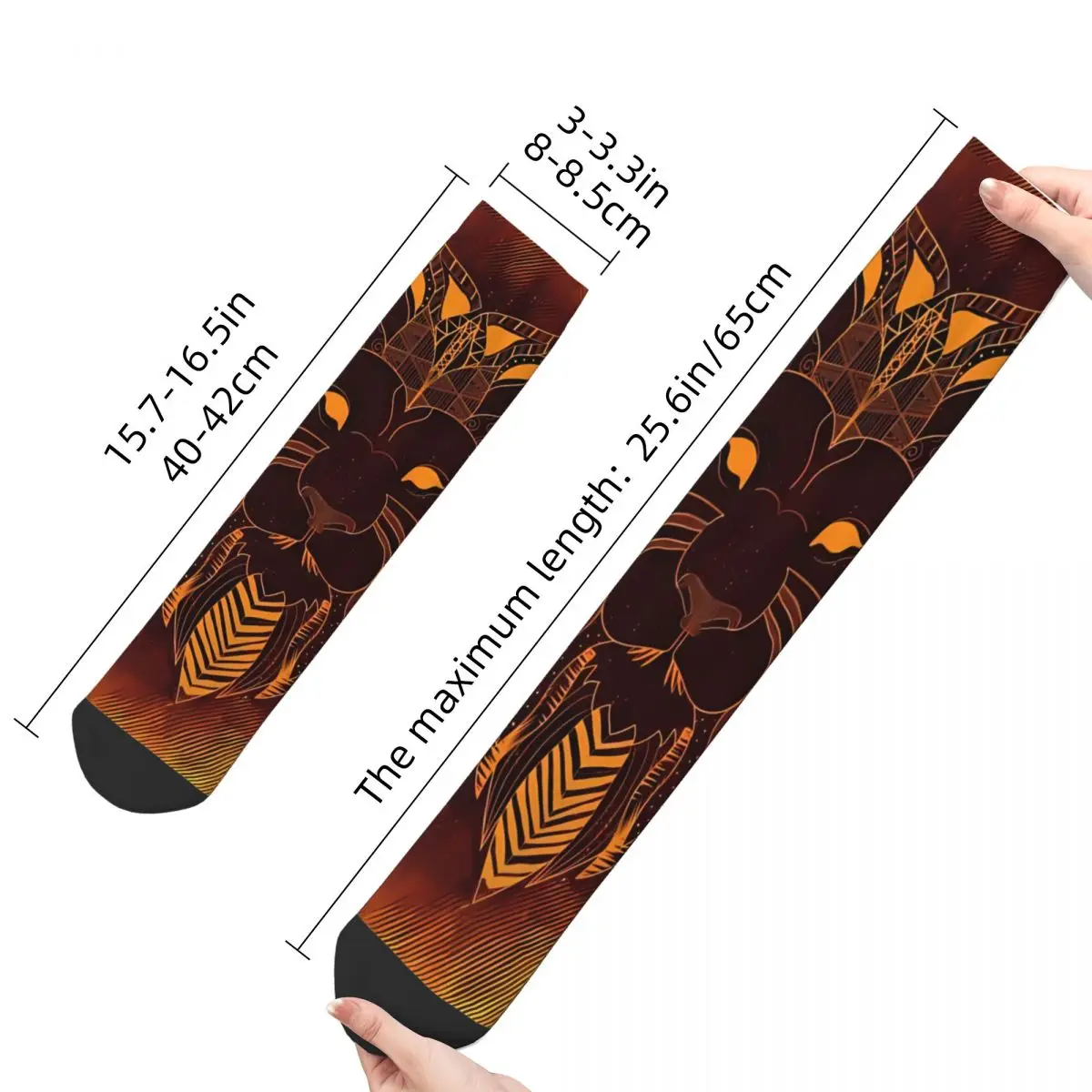 Happy Men's Socks Unique Vintage Golden Lion And Damask Street Style Crazy Crew Sock Gift Pattern Printed