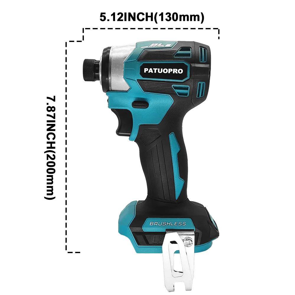 Imagem -03 - Patuopro Cordless Chave de Fenda Elétrica 14 Brushless Impact Driver Recarregável Ferramentas Elétricas para Makita 18v Bateria 2800rpm