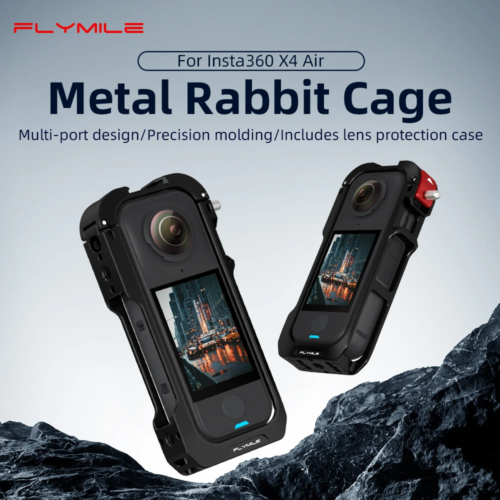 

Metal Frame Rabbit Cage Protective Case For Insta360 X4 Air Camera Accessory Shake-proof Lens Protection Case Cold Shoe Adapter