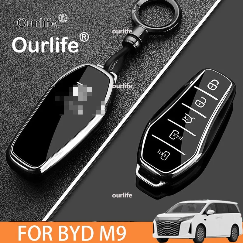 Premium Zinc Alloy Key Cover Case for BYD Xia M9 2026 2027 - Protective Key Fob Shell Keybag Keychain