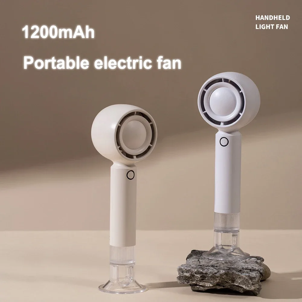 

Portable Handheld Electric Fan 1200mAh USB Charging Multifunctional Desktop Silent Air Conditioning Fan with Night Light Base