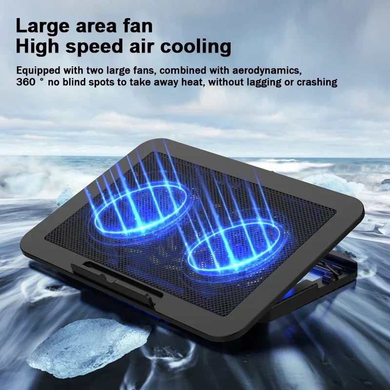 NEW NCP-212 Gaming Laptop Air-cooled Cooler Bracket Base Support 12-17inch Tablet Notebook Dual Fan Cooling Pad Angle Adjustable