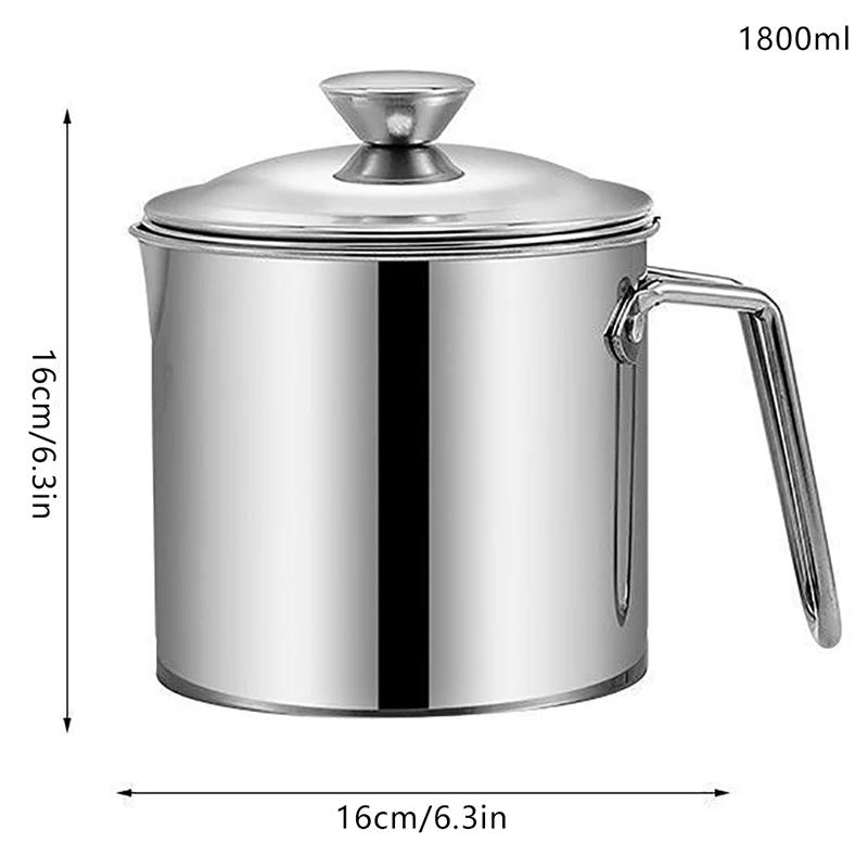 1PC Stainless Oil Filter Pot Lard Strainer Tank Container Jug Large Capacity Storage Can Kitchen Cooking Tools Oil Strainer Pot