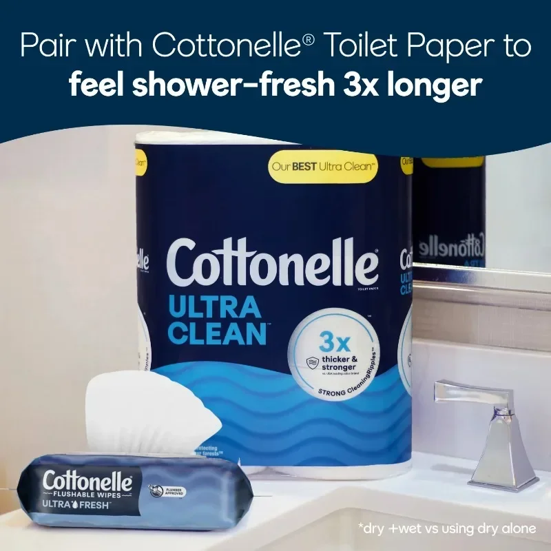 Cottonelle-Toalhetes Flushable Ultra Frescos, 1 Pacote Flip-Top