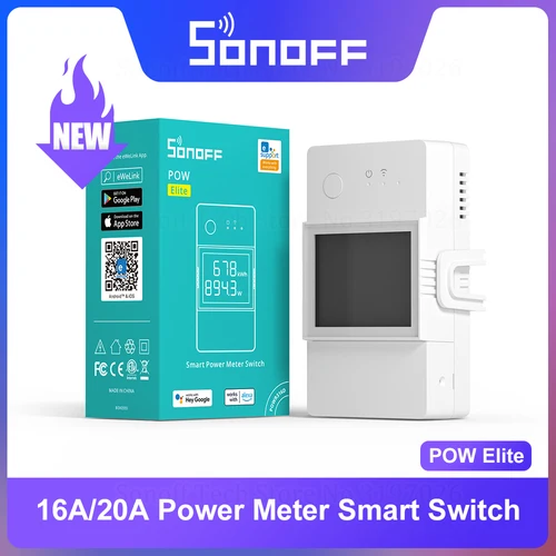 Imagen 1 del producto SONOFF POW Elite 16A/20A interruptor medidor de potencia inteligente pantalla LCD ESP32 Chip 14s emparejamiento rápido Control remoto por eWeLink Google Home