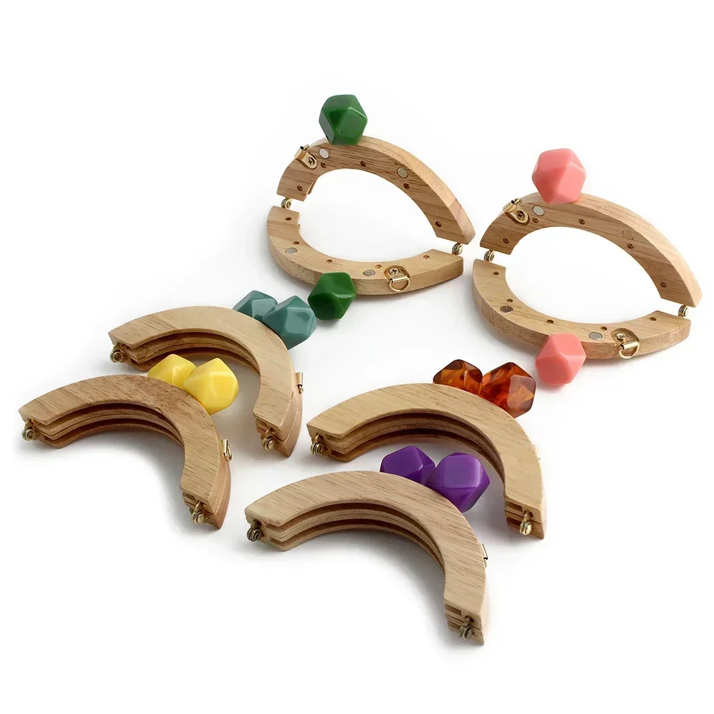 Nolvo World حقيبة خشبية مقبض إغلاق قبلة المشبك محفظة مسامير الإطار استبدال حقائب اليد محافظ بين قوسين DIY بها بنفسك الخياطة اكسسوارات #6