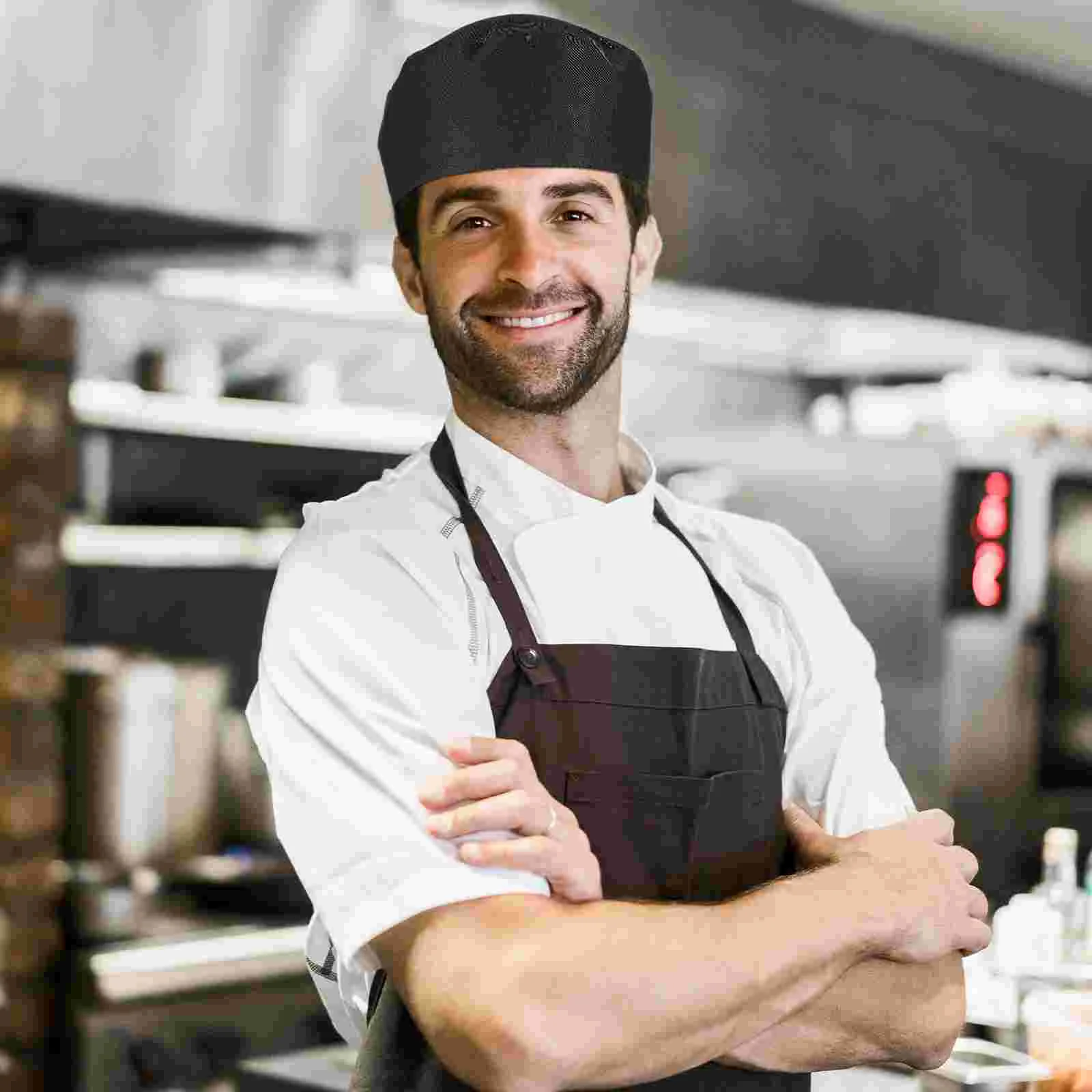 Mesh Man Caps for Men Restaurant Cooking Hat Catering Adjustable Strap Chef Skull