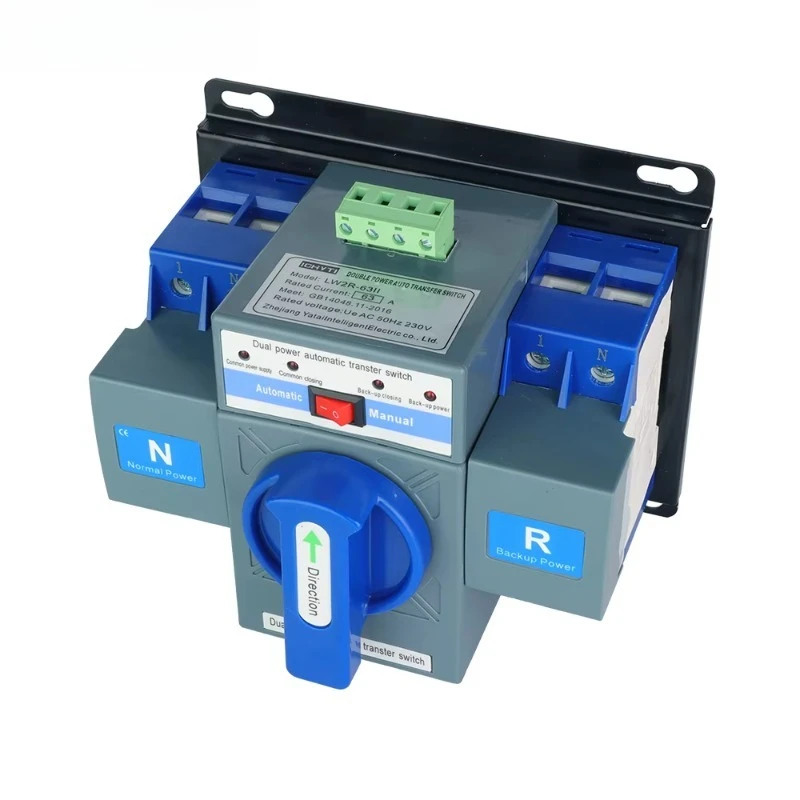 Single-phase Generator Controller with Automatic Transfer Switch, 63A AC, 2-pole, Dual Power ATS for Reliable Power Changeover