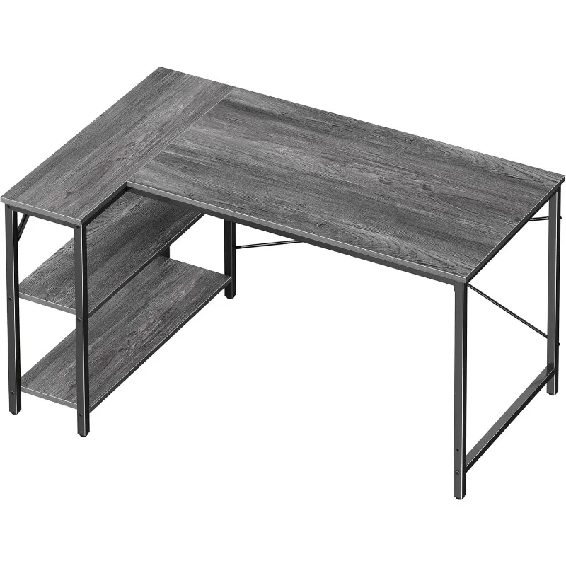 

L Shaped Desk, 47 Inches Computer Desk with Reversible Storage Shelves, Gaming Desk, Corner Desk Home Office Desks