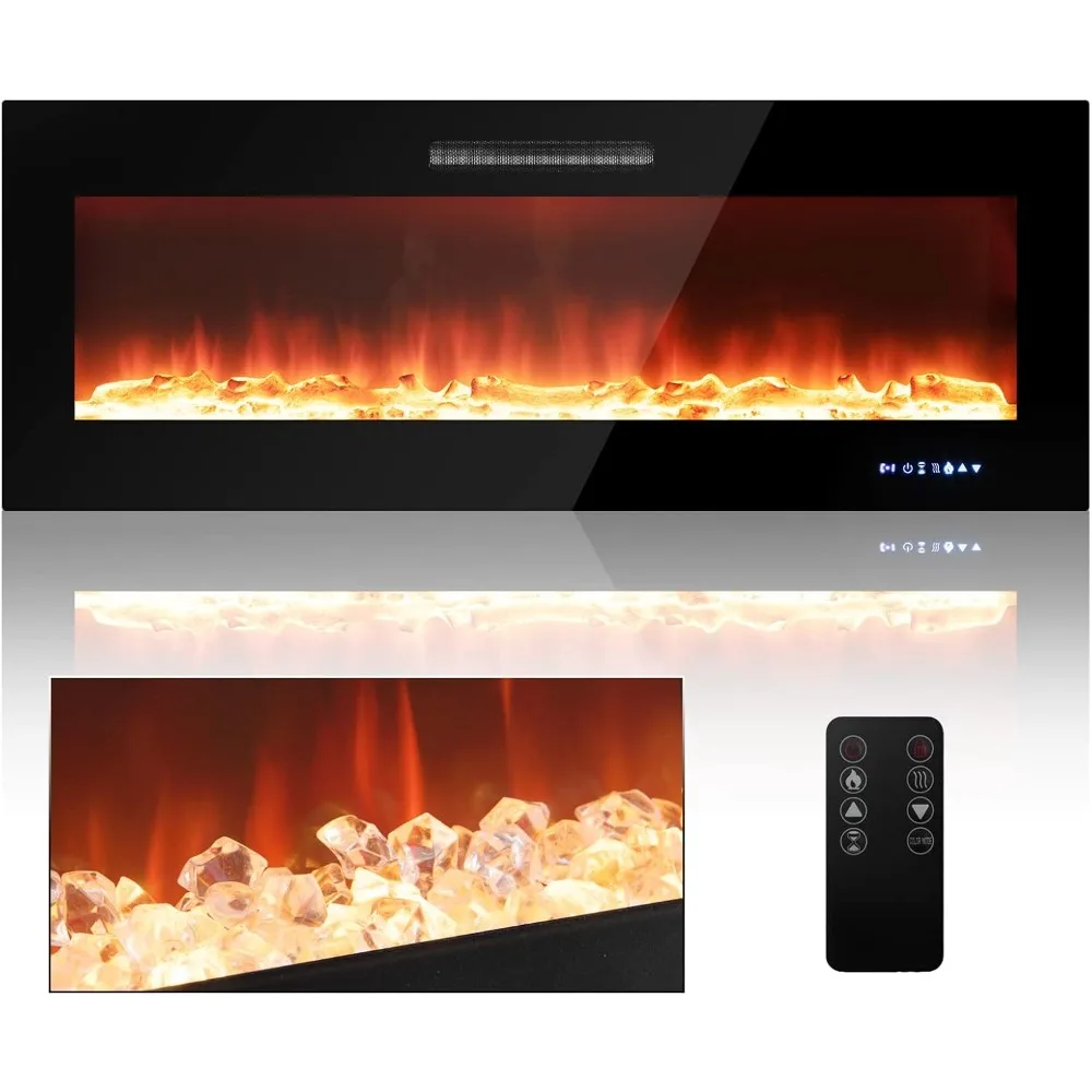

50 Inches Electric Fireplace Insert, Recessed and Wall Mounted 5,000 BTU Electric Fire Place, with 2 Heat Settings, 0.5-