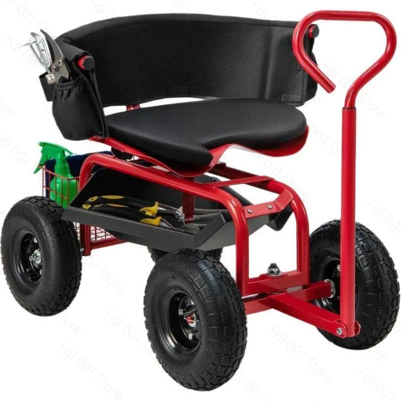 Rotatable seat multi-purpose gardening vehicle, mobile tool/rest vehicle for greenhouse picking