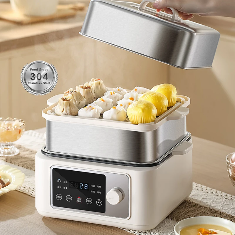 

Multifunctional Large Electric Stainless Steel Steamer Fast Heating Food Cooker High-Power Household Steam Pot