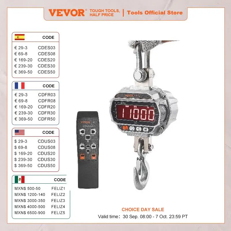 

Цифровые весы для кранов VEVOR 1000/3000/5000 кг, промышленные тяжелые подвесные весы с дистанционным управлением, фотоэкран для строительства