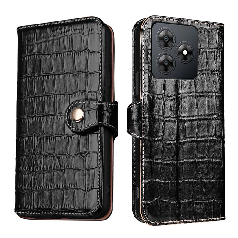 

Genuine Leather Crocodile Texture card Slot Wallet Cover For Oscal Flat 2C 1C Filp Magnetic button Fall prevention phone Case
