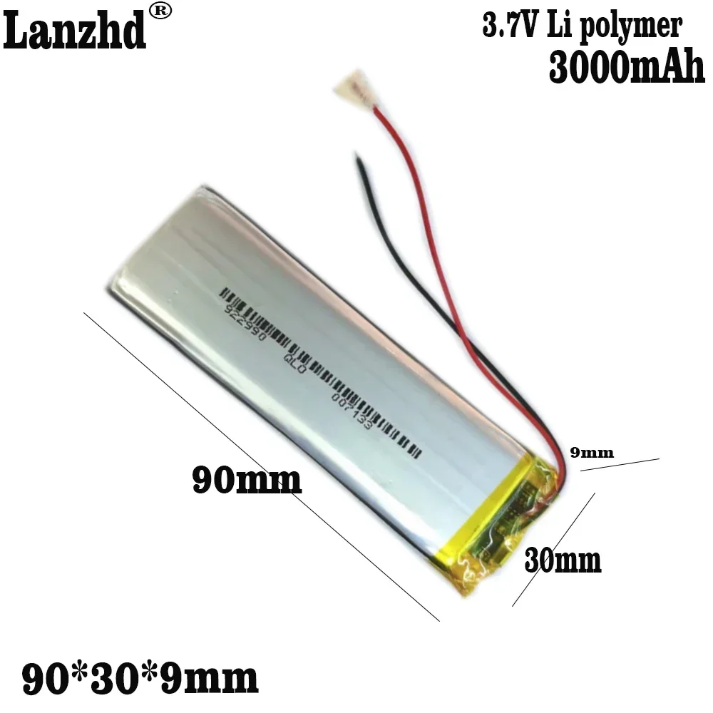 1-12pcs 903090 3.7V lithium polymer battery 3000mah DIY mobile emergency power charging treasure battery for GPS mp3 mp4 mp5