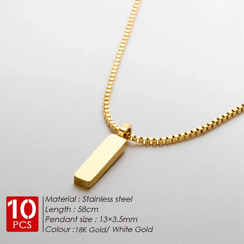 eManco 10PCS Men's Hip-hop a Chain Collarbone Chain Europe and The United States Titanium Steel Does Not Lose Color Necklace