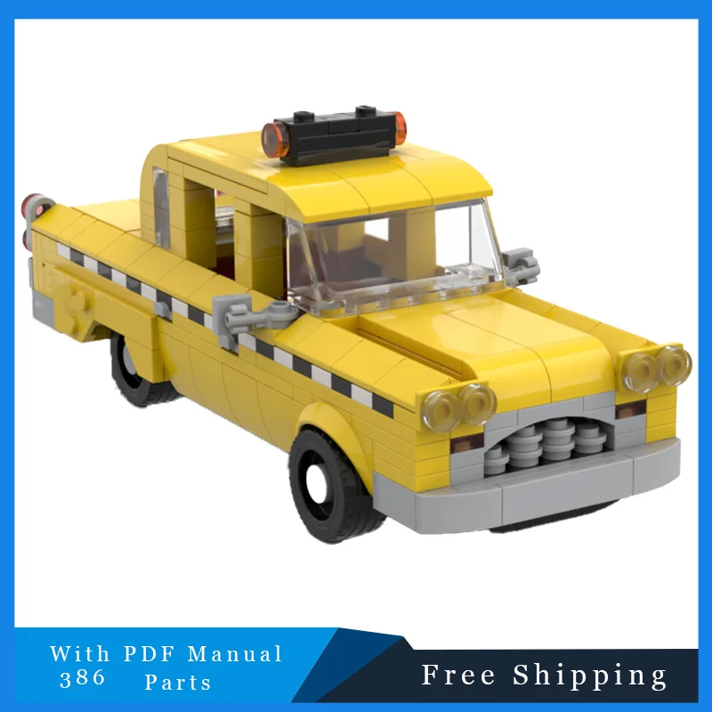 386 قطعة MOC الأفلام الشهيرة ريترو كول تاكسي نموذج الإبداعية اللبنات مجموعات مركبة الطوب الأطفال للبنين هدايا عيد الميلاد