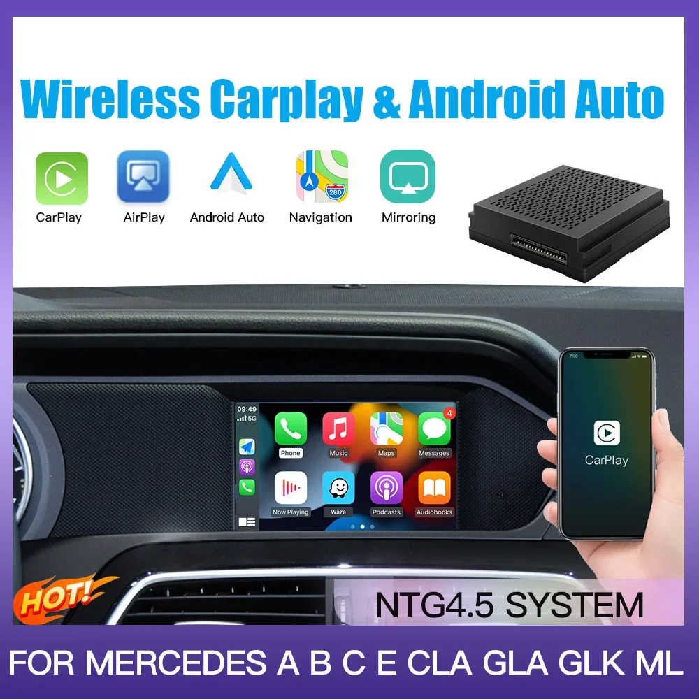 AUTOABC Wireless Carplay Suitable For Mercedes Benz A B C E CLA GLA GLK ML Sprinter NTG4.5 Becker Module Android Auto Navigation