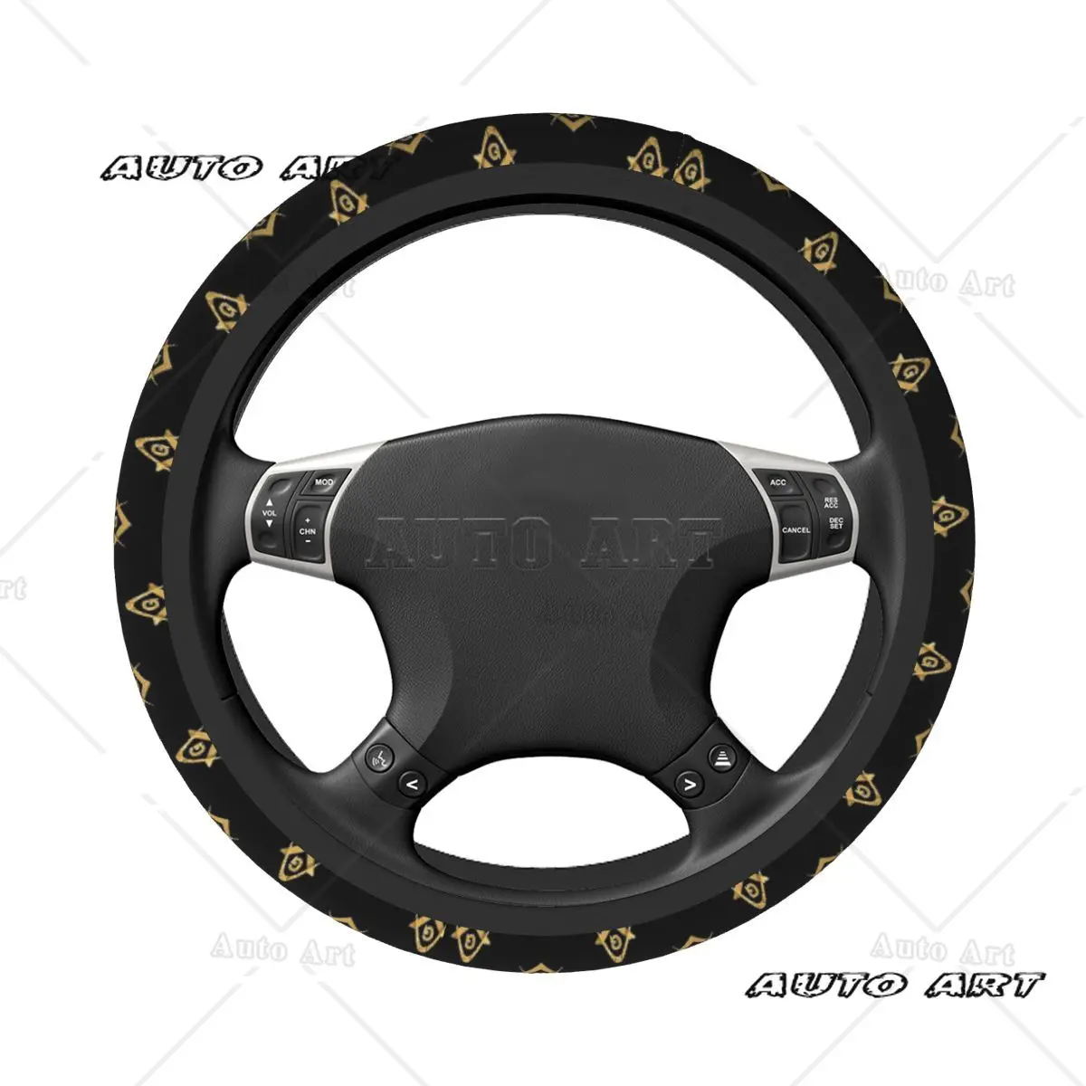 Car Steering Wheel Cover Freemason Gold Black Compass Masonic Braid On The Steering Wheel Cover Steering-Wheel Accessories