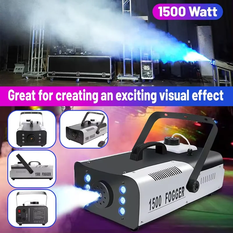 Remote Control 1500W Fog Machine  with 6x1W RGB Full color LED lights Disco KTV Party Club Bar Weeding Smoke machine Event Show