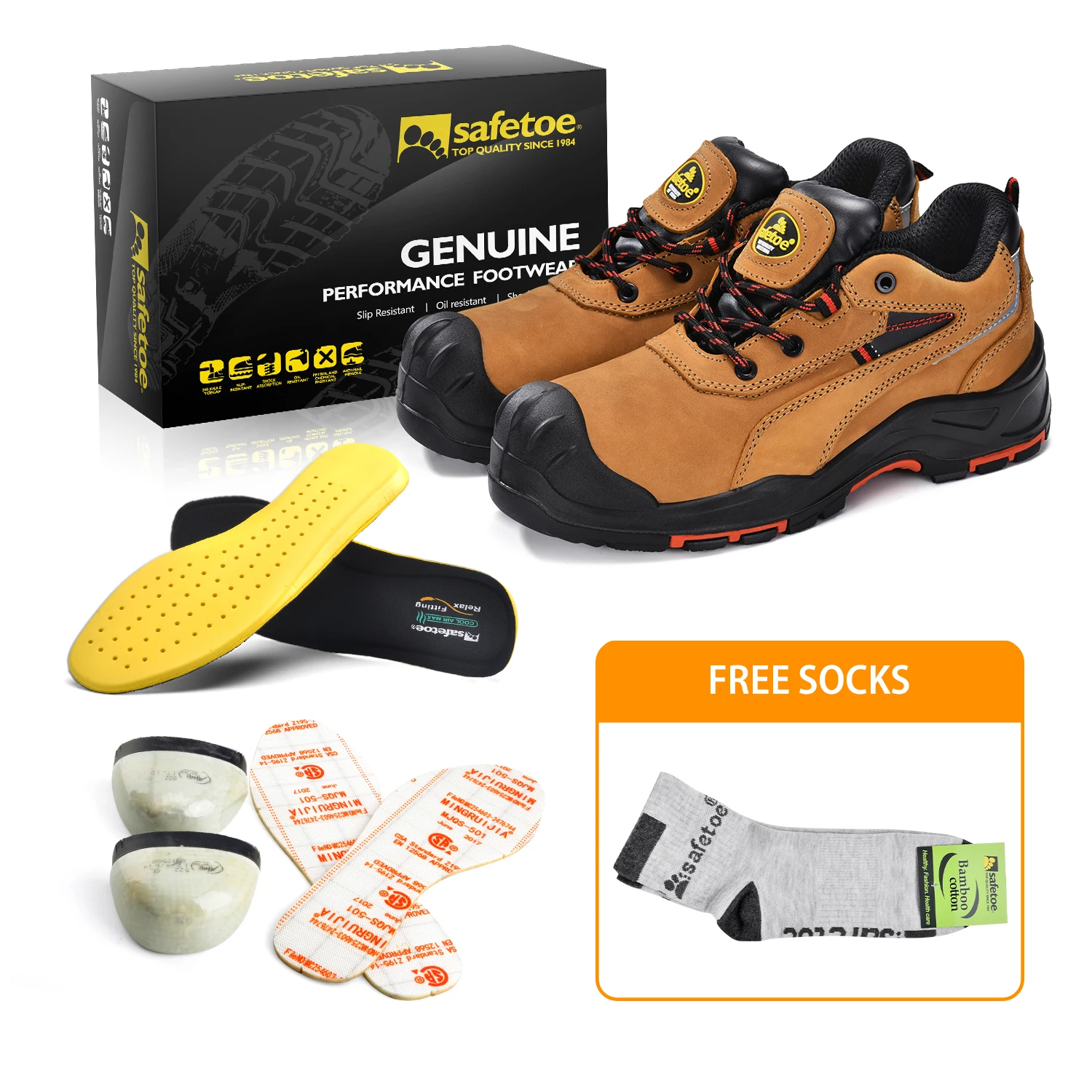 L-7510 Safety Shoes, Anti-Static, Waterproof, Breathable Leather, Comfortable Insole, Composite Toe Overcap, Kevlar Plate