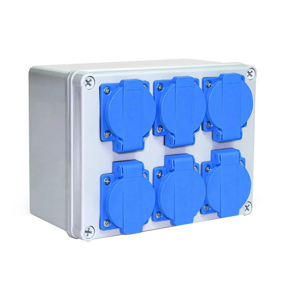 Simplified Installation of a Robust IP44 Rated Wall Mounted Power Distribution Box featuring Six Reliable Outlets