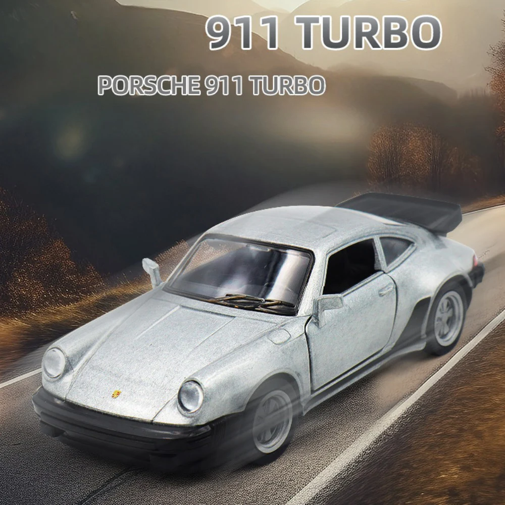 Modèle de voiture de course rétro en alliage moulé sous pression avec nervures à l'arrière, Porsche 1/36 Turbo Toy, Collection de cadeaux pour garçon, échelle 911