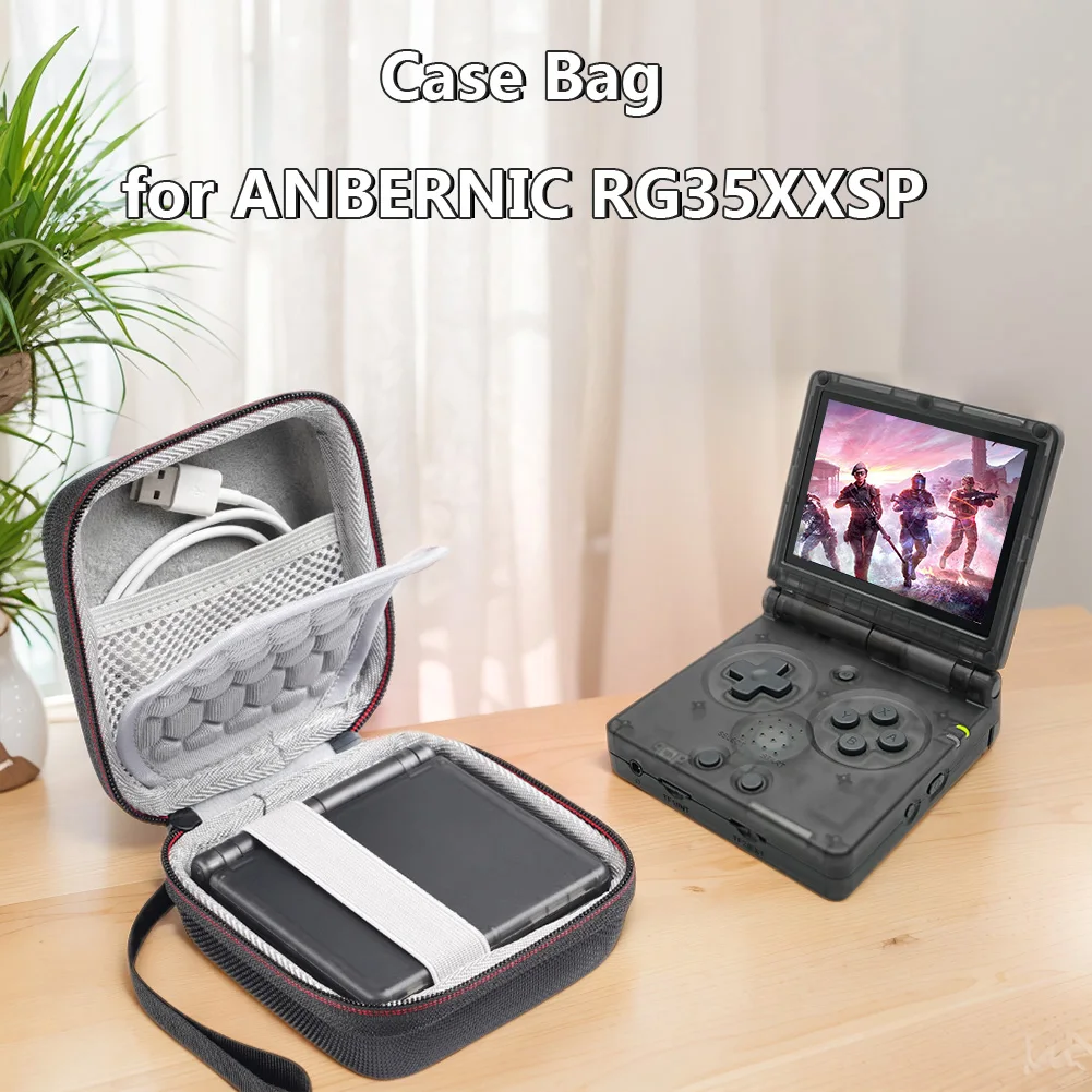 Protective Case EVA Hard Carrying Case Bag Travel Storage Bag with Hand Rope for ANBERNIC RG35XXSP Handheld Game Console