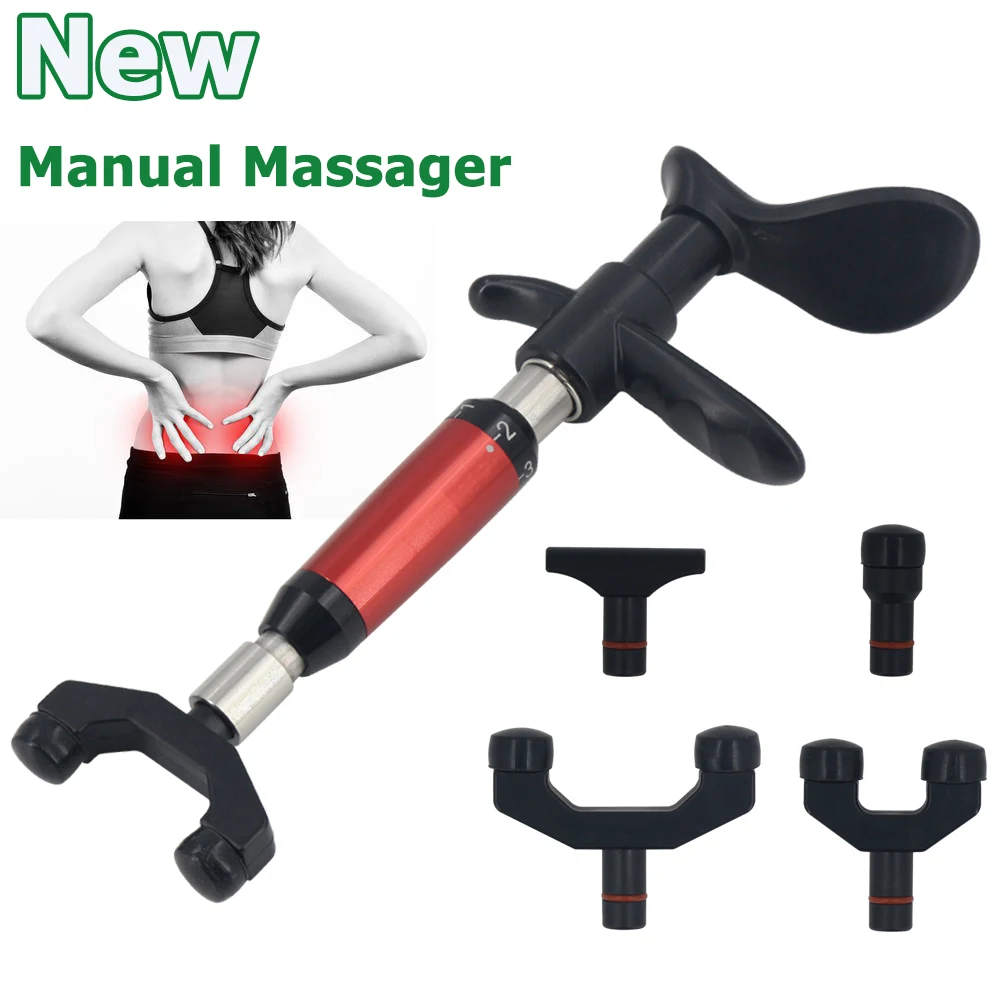 

New Home Manual Gun Chiropractic Adjusting Tool 4 Heads Portable Massage Cervical Spine Massager Joint Pain Removal Treatment