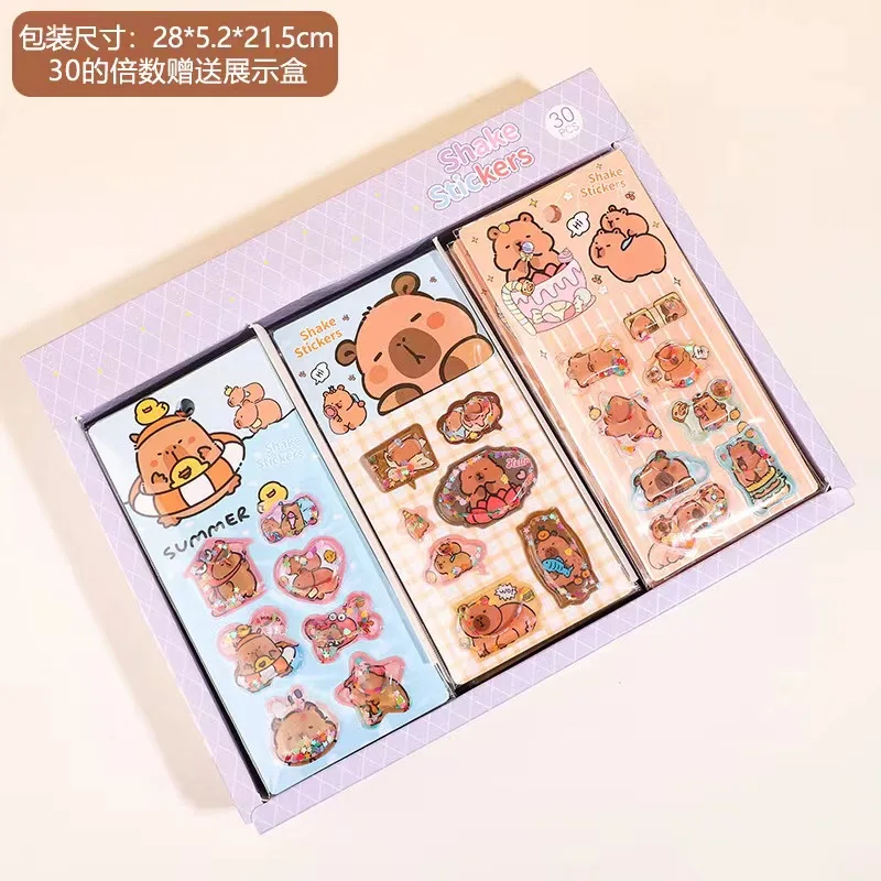3Pcs/Set Capybara Cartoon Stationery Stickers Crystal oil filling Diary Planner Decorative Mobile Stickers Scrapbooking Stickers