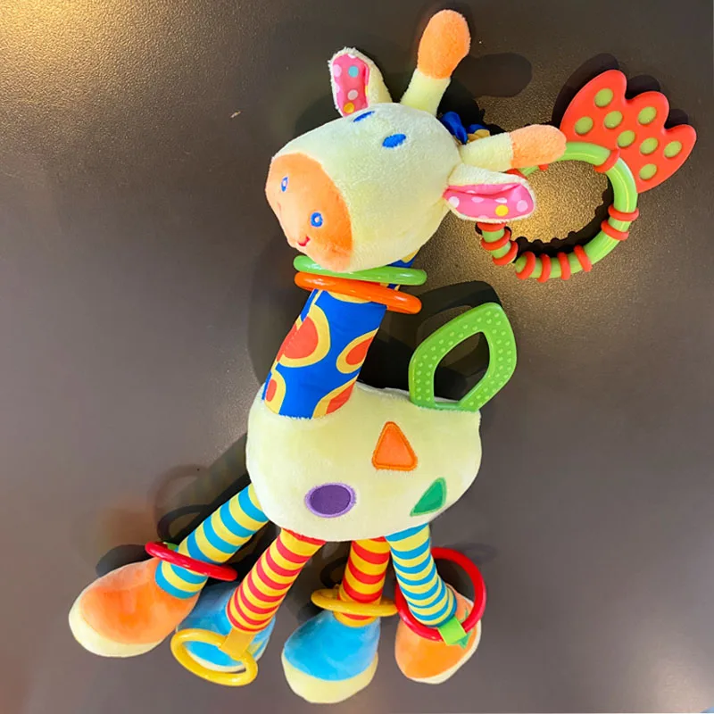 Pingente de chocalho para carrinho de bebê, pingente de cama de bebê, sino de cama, brinquedo de carro de girafa de desenho animado, gadget de caminhada para bebê