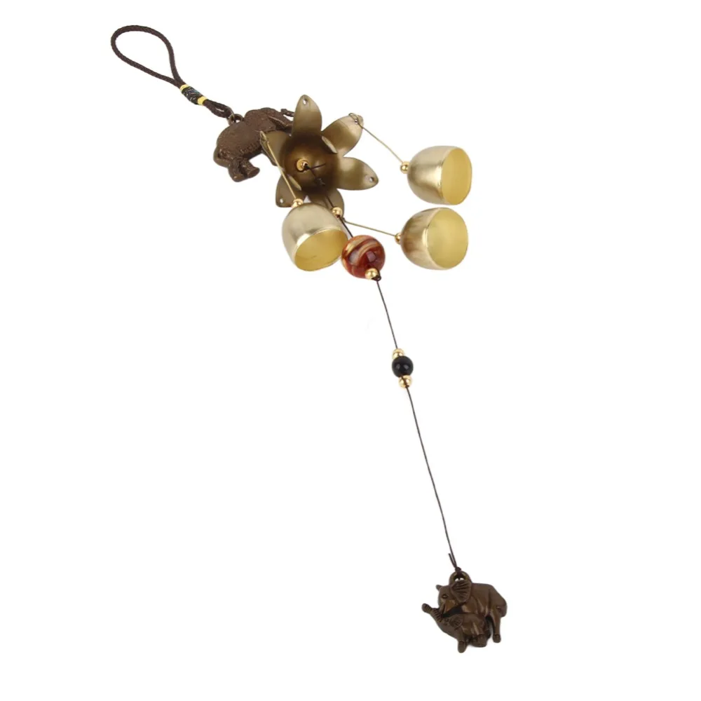 2pcs Alloy Construction Metal Wind Chimes Elephant Design Exquisite Workmanship Hanging Wind Bell Decorative Wind Chimes