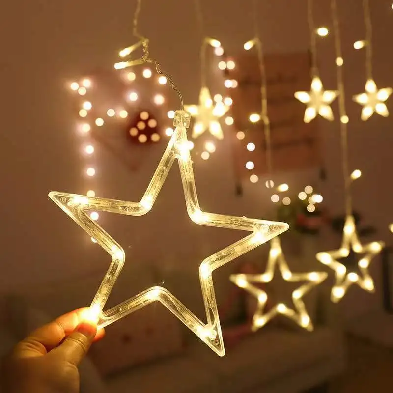 Star and Moon String LED Lights Curtain String Light Fairy String Lights for Valentine Wedding Birthday Christmas Party Supplies