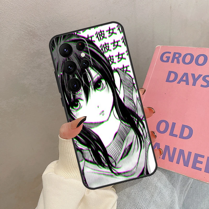 Trieste Japanse Anime Esthetische Case Voor Samsung Galaxy S24 Ultra S20 S21 S22 S23 S25 Ultra S9 S10 Plus S25 FE Cover Coque