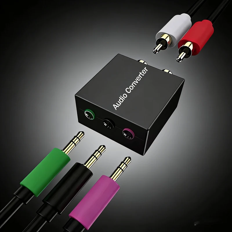 

5.1 Audio Console Adapter Convert Stereo RCA to 3 x 1/8 (3.5mm) Jack Bidirectional Conversion for 5.1 Multimedia Speaker