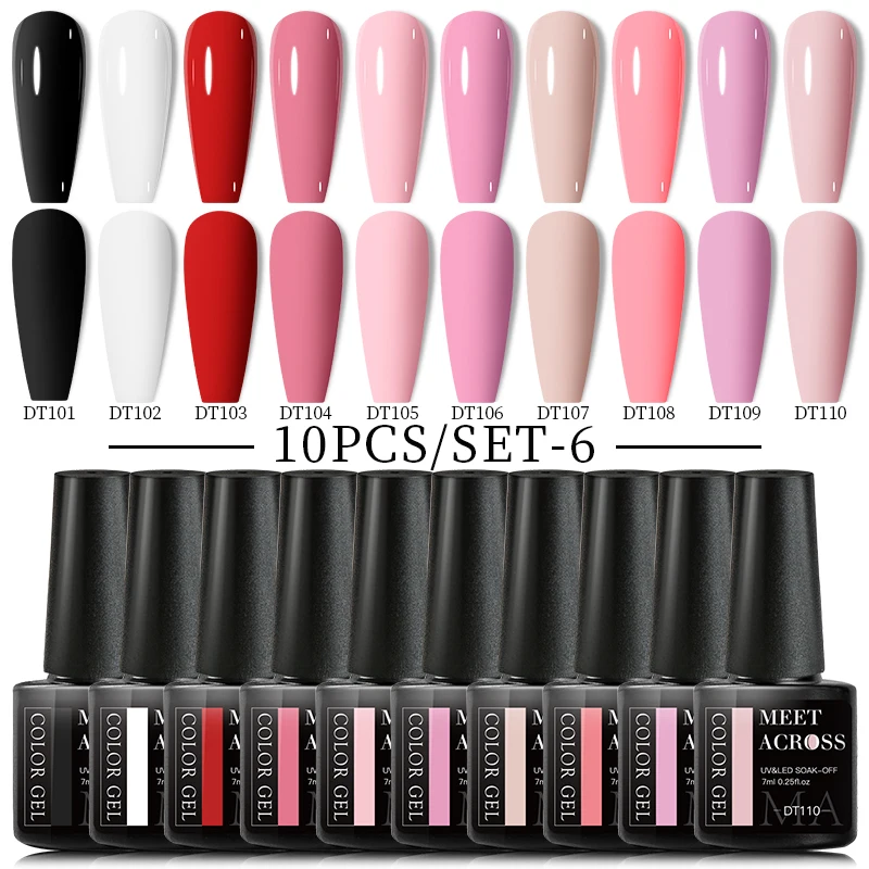 ERFÜLLEN ÜBER 8/10 Pcs Gel Nagellack Set Macaron Farbe Permanent Hybrid Lacke Tränken Weg Vom UV Led Gel Basis top Mantel Nägel