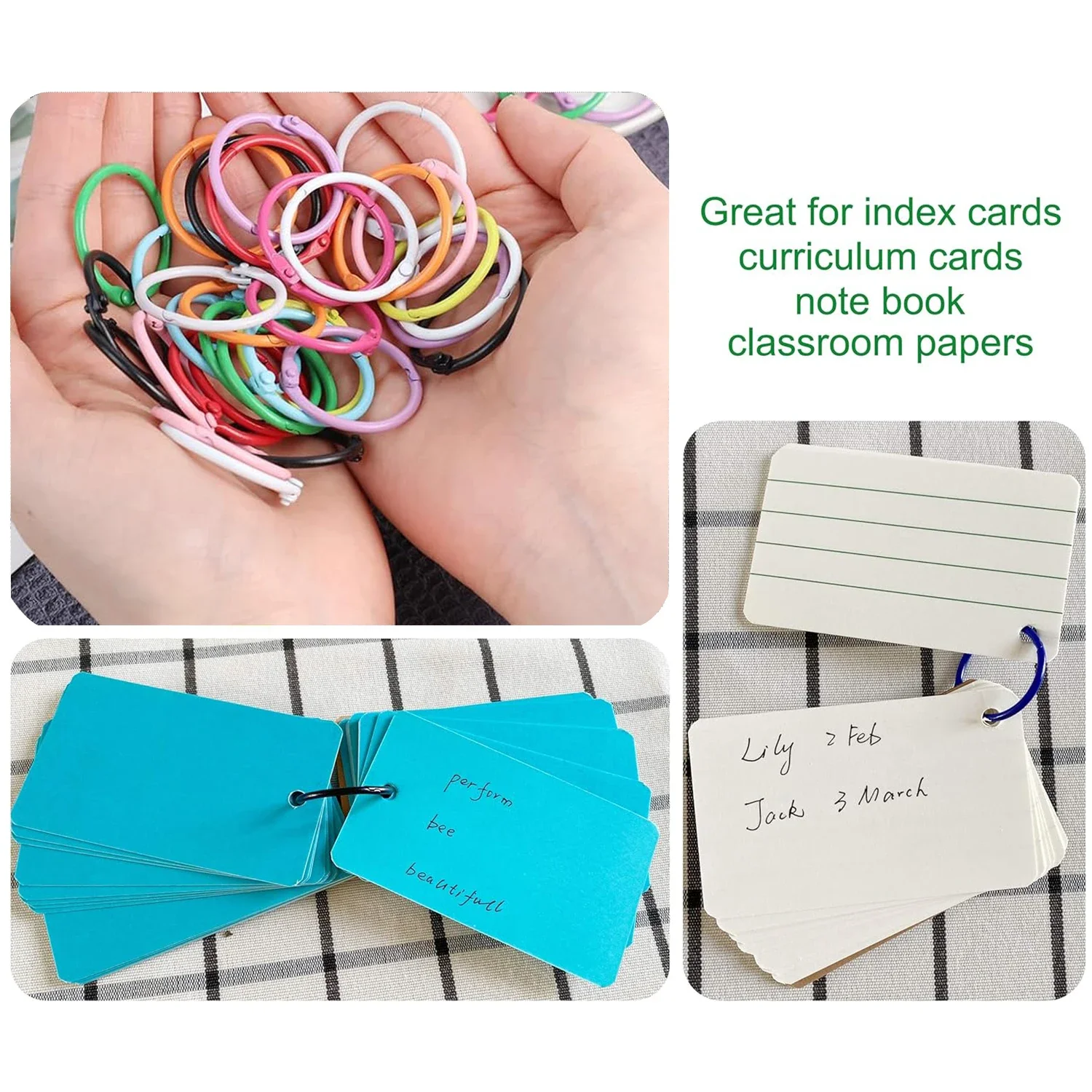 50 pezzi raccoglitore a colori anelli in metallo per schede indice anelli per libri anelli per flashcard portachiavi raccoglitore a fogli mobili per ufficio scolastico