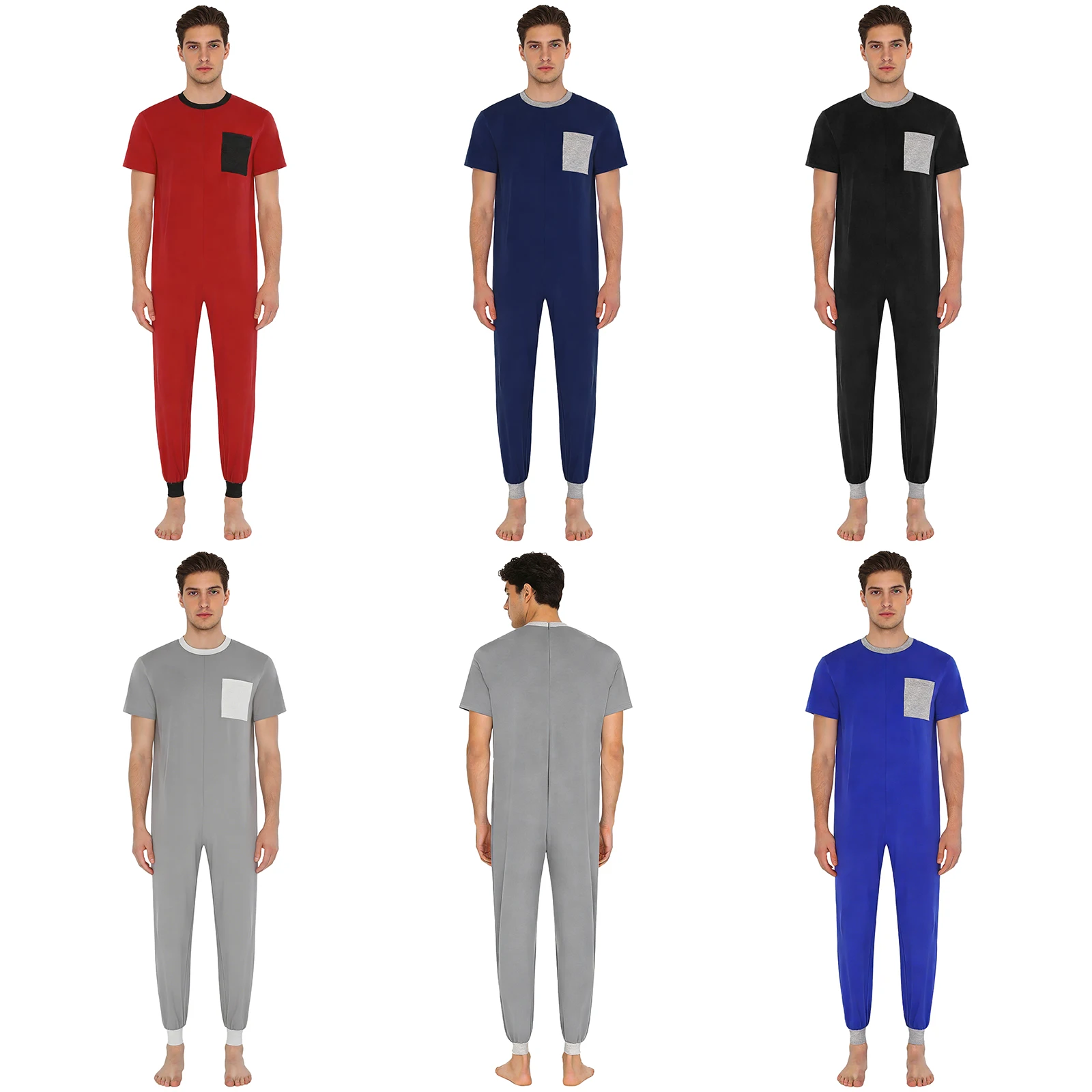 Adult Special Needs Adaptive Clothing Short Sleeve Back Zipper Autism Elderly Alzheimer Anti-Strip Jumpsuit Sleepwear Loungewear image 4