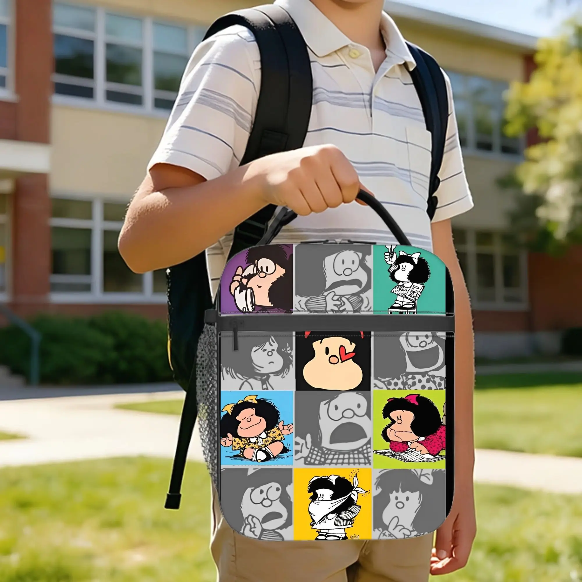 Mafaldas Insulated Lunch Bags Cooler Bag Reusable,Lunch Container Cartoon High Capacity Tote Lunch Box Girl Boy Office  Outdoor